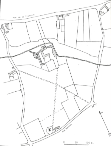 Plan de localisation cadastrale du Moulin du Château ou du Prince à Blaugies