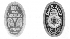 Quelques exemples d'étiquette des Grandes Brasseries de Blaugies S.A.