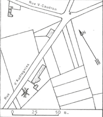 Plan de localisation cadastrale du moulin de la Chapelle à Elouges