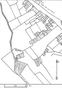 Plan de localisation cadastrale du moulin à eau Nollet à Elouges