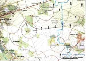 Position du parc éolien de Dour sur une carte