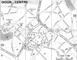 Carte représentant les puits de charbonnage de Dour