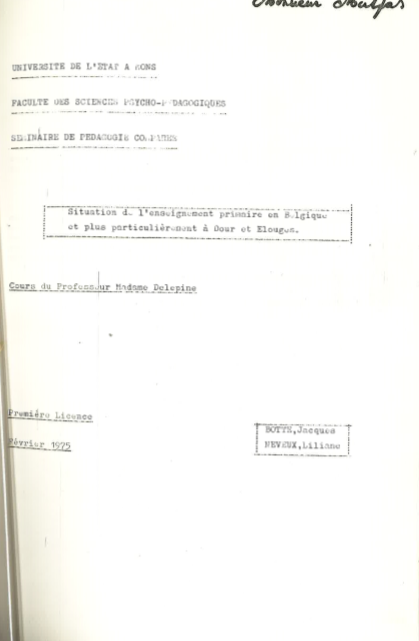 Jacques Botte - Situation de l'enseignement primaire en Belgique