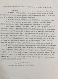 Lettre de Victor Caudron à son père