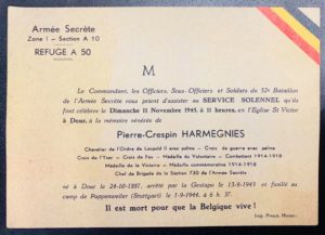 Pierre Crespin Harmegnies - Arrêté par la Gestapo, le 13 septembre 1943, lors de la rafle des Arcades à Saint-Ghislain.